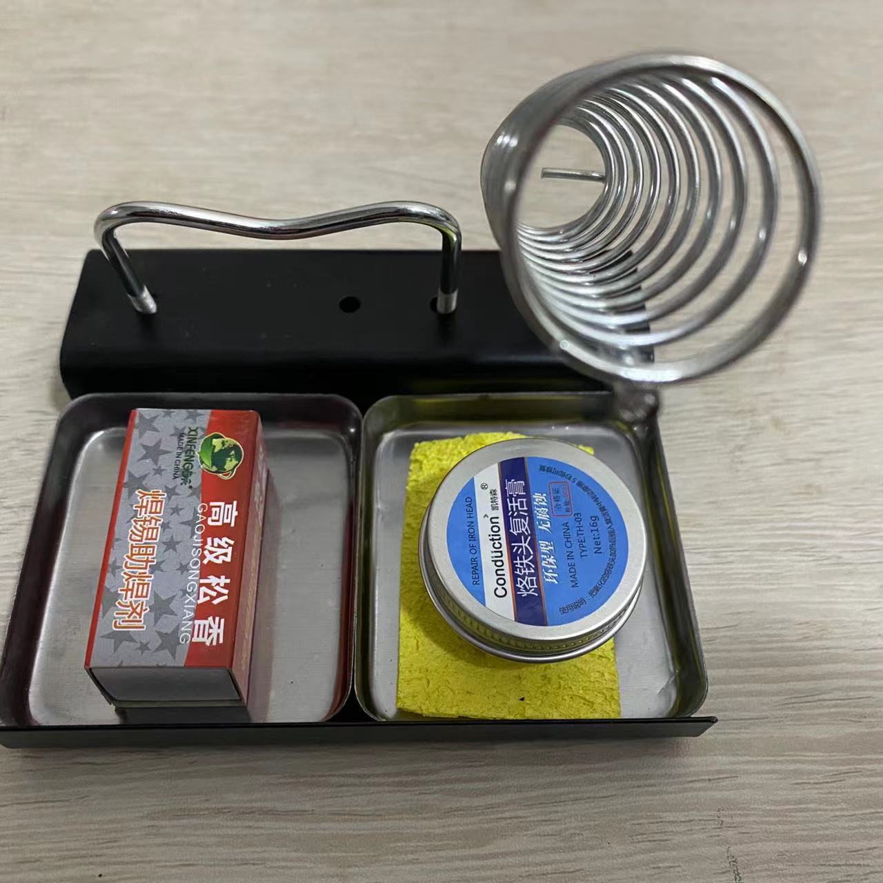 不锈钢双格烙铁支架焊接工具套装电子维修配件烙铁头清洁膏