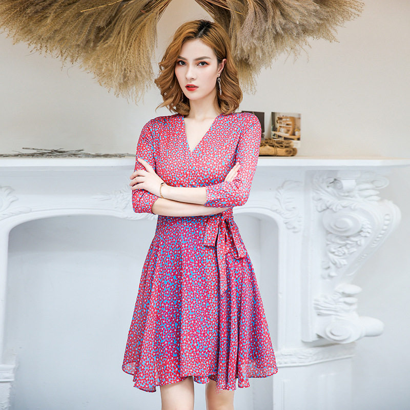 PG DVF小个子超仙性感连衣裙拼接小裙摆度假旅游女夏中长款