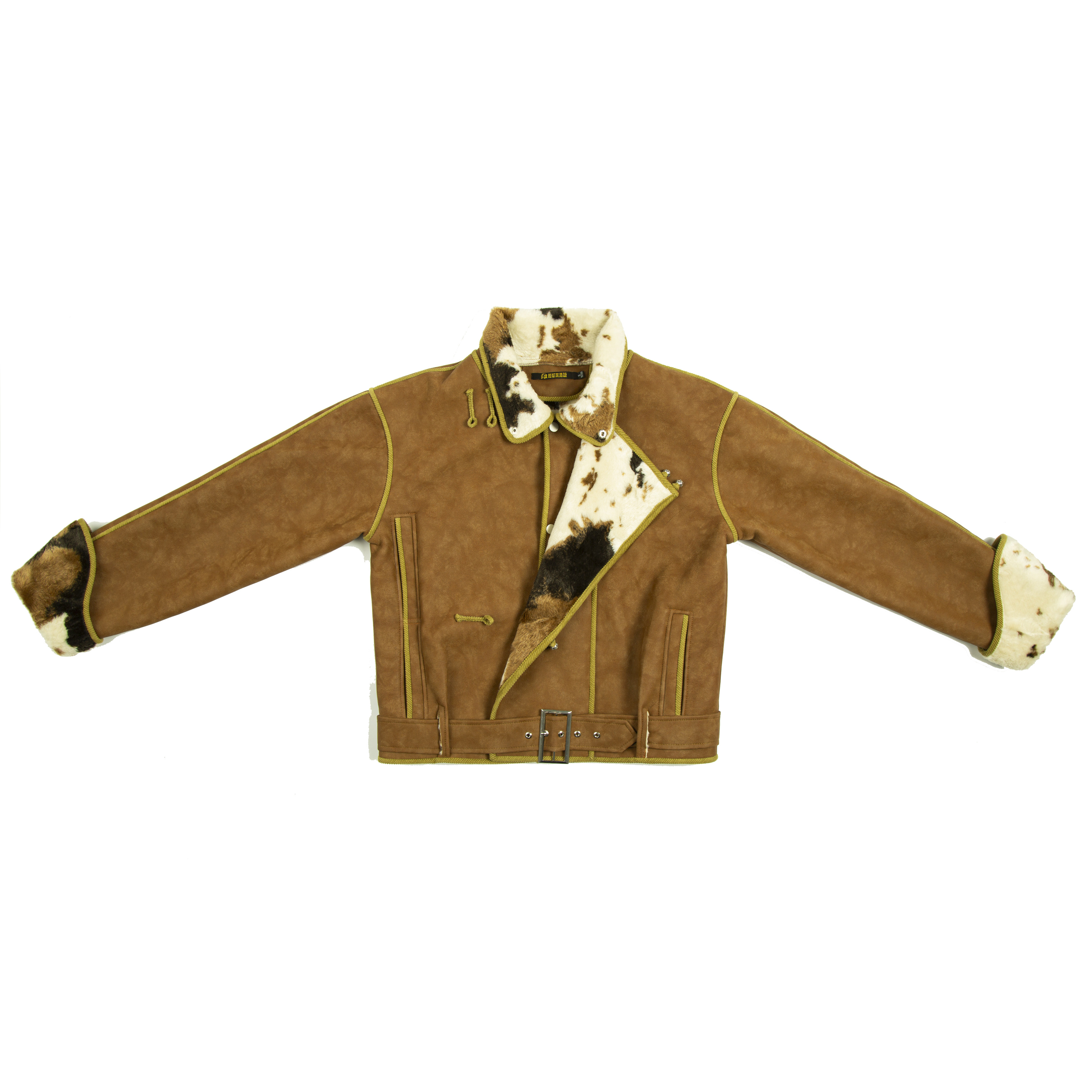 『雅库特马』皮毛一体冬季蒙元素马蹄袖抗皱夹克宽松外套男女同款,男装,夹克,淘宝优惠券,粉丝福利购,淘宝优惠卷