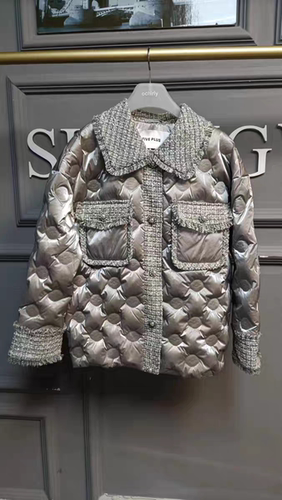 欧五加5+正品秋冬小香风气质百搭山茶花压花羽绒服外套2NN3335380