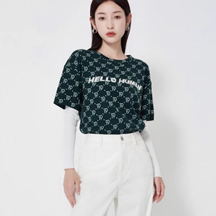 五家专柜499春秋女保暖假两件印花字母毛织套头衫打底2NN3034110