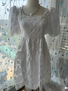 蝴蝶结泡泡袖 ITIB正品 设计师联名款 新款 甜美方领公主连衣裙女 夏季