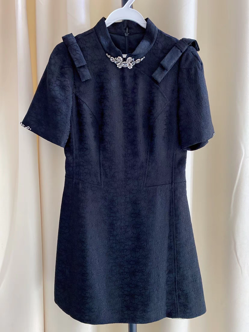 知恩GCCG正品轻奢重工典雅绣花春夏国风改良旗袍款连衣裙短袖气质