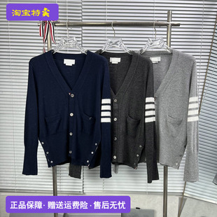 学院风四杠条纹长袖 官方正品 秋款 汤姆TB布朗男女款 V领羊绒 开衫