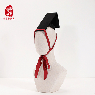 秦汉刘氏冠帽子战国袍长冠男童汉服儿童古风头饰宝宝秦汉发冠帽子