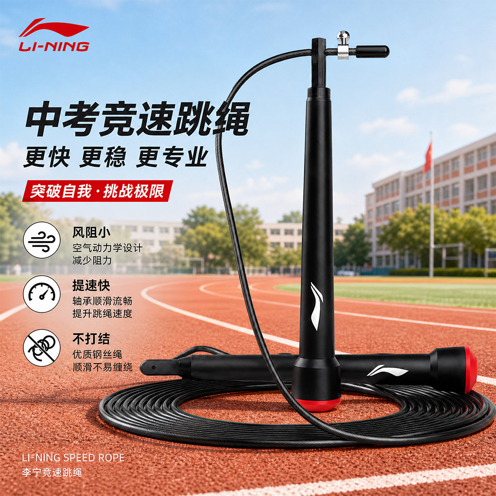 李宁中考体测健身减肥钢丝跳绳