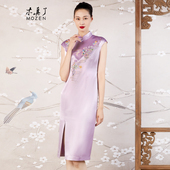 女士刺绣中长款 木真了改良旗袍裙新品 复古时尚 宴会礼服603