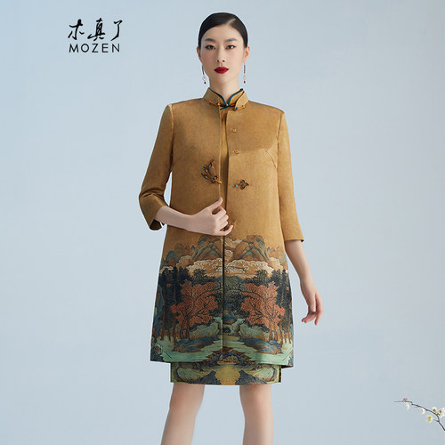 木真了中式亚麻真丝风衣外套