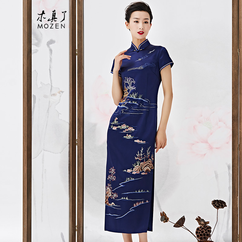 木真了改良旗袍裙复古宴会礼服