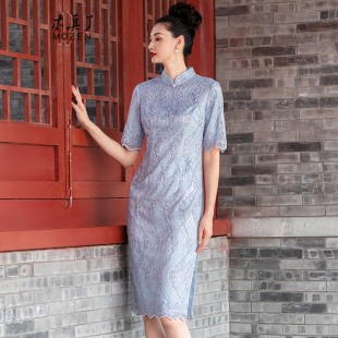 宴会时尚 复古蕾丝镂空修身 透气礼服206 改良旗袍裙新品 木真了中式