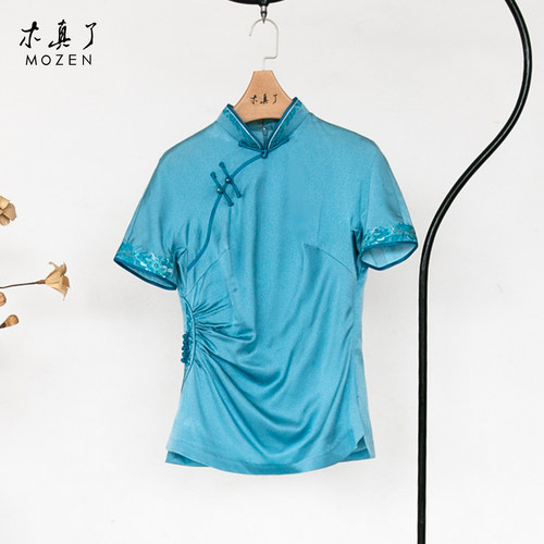 木真了桑蚕丝女上衣夏装半袖新品