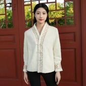 木真了中式 改良V领刺绣宽松盘扣上衣外搭906 新品 唐装 短外套女装