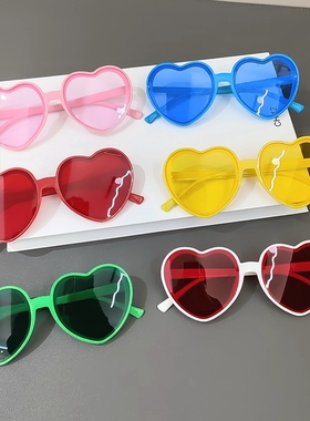 糖果色爱心墨镜女拍照凹造型眼镜