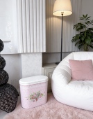 带盖垃圾桶家用梳妆台收纳桶办公书桌储物按压式 方形高式 新款 欧式