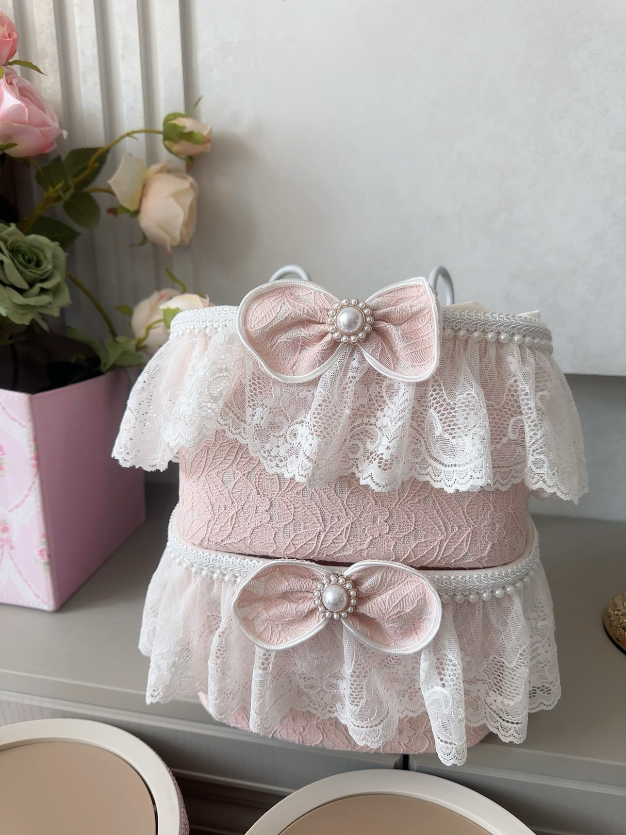 韩式棉麻卫生间布艺蕾丝挂篮化妆品储物篮床头壁挂置物架小收纳筐,收纳整理,其他收纳篮,淘宝优惠券,粉丝福利购,淘宝优惠卷