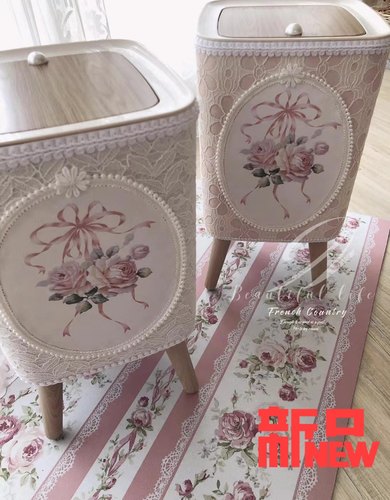 家用垃圾桶客厅厨房餐厅大容量欧式按压带盖高脚蕾丝重工收纳桶