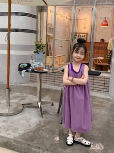 女童吊带裙2026夏款女孩韩版连衣裙紫色背心裙子两件套薄款洋气潮
