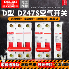 D型DZ47s德力西1P空气63A开关16A32A断路器2P家用3P空开20A25A40A