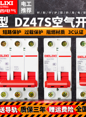 D型DZ47s德力西1P空气63A开关16A32A断路器2P家用3P空开20A25A40A