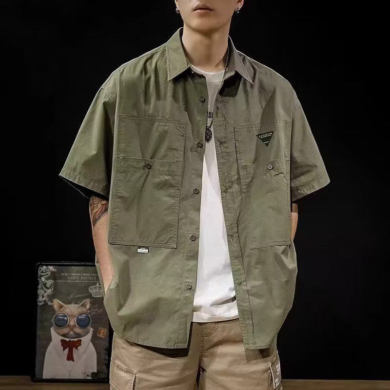 美式工装短袖衬衫男夏季薄款宽松山系户外通勤男装阿美咔叽衬衣男,男装,衬衫,淘宝优惠券,粉丝福利购,淘宝优惠卷