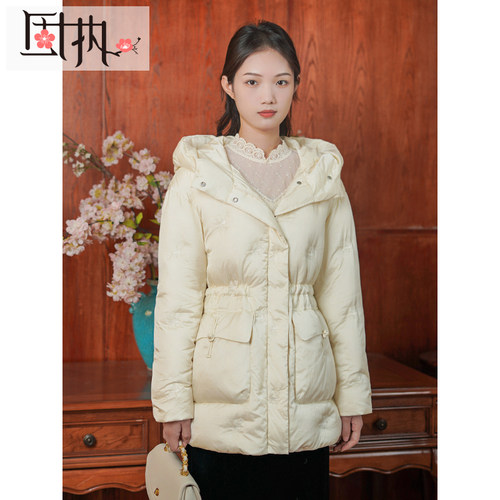 固执复古连帽刺绣短款羽绒服