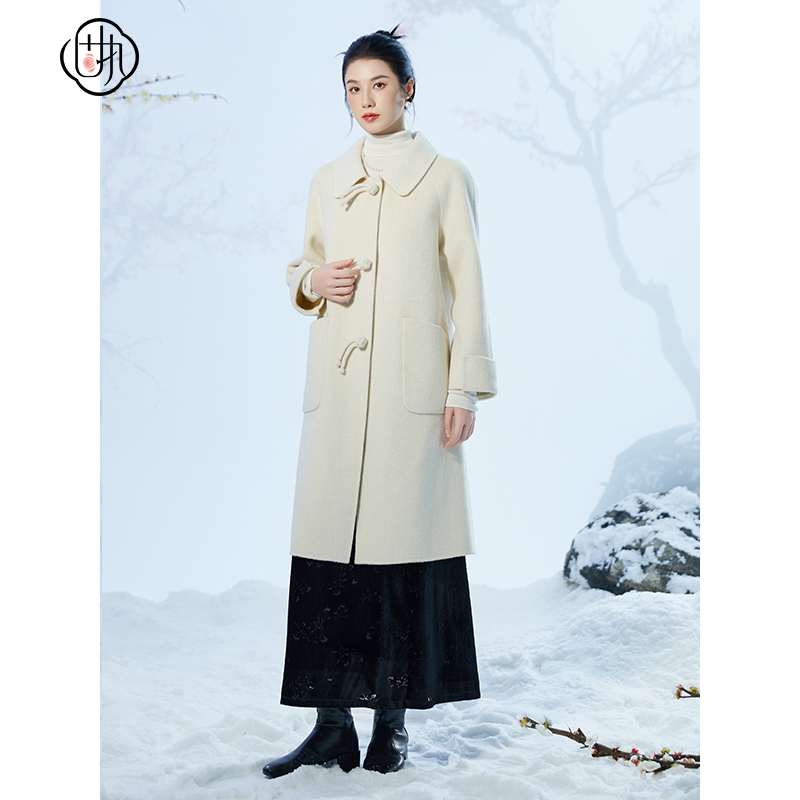 固执双面毛呢中长新中式大衣外套