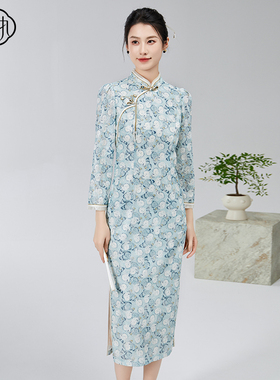 固执《蝶恋花》春季新款中式长袖蕾丝改良旗袍31941QP08954