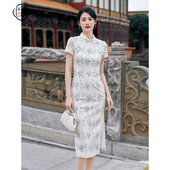 修身 固执夏季 立领盘扣蕾丝短袖 中式 改良旗袍40042QP09037 新款