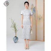 黛山 立领提花短袖 夏季 中式 改良旗袍30042QP09035 新款 固执