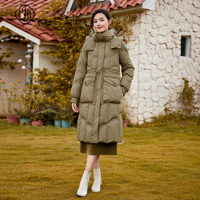 固执冬季新款复古高领防风连帽长袖羽绒服厚外套43134YR08724