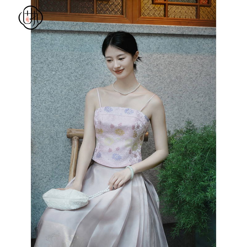 固执夏季新款中国风盘扣提花短款小吊带81142DD09356图片