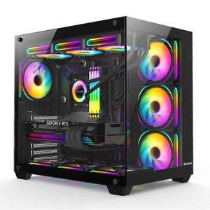 航嘉S980龙卷风机箱玻璃全景侧透电竞游戏机箱ATX电脑台式机箱