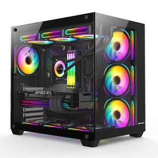 航嘉S980龙卷风机箱玻璃全景侧透电竞游戏机箱ATX电脑台式机箱
