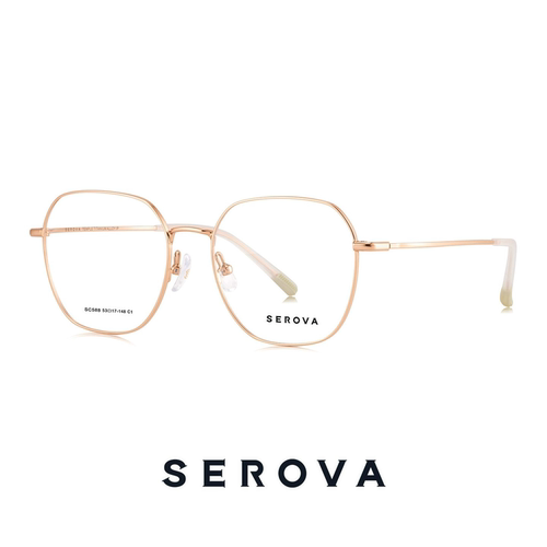 SEROVA施洛华近视眼镜女款超轻钛合金可配防蓝光度数镜片 SC588