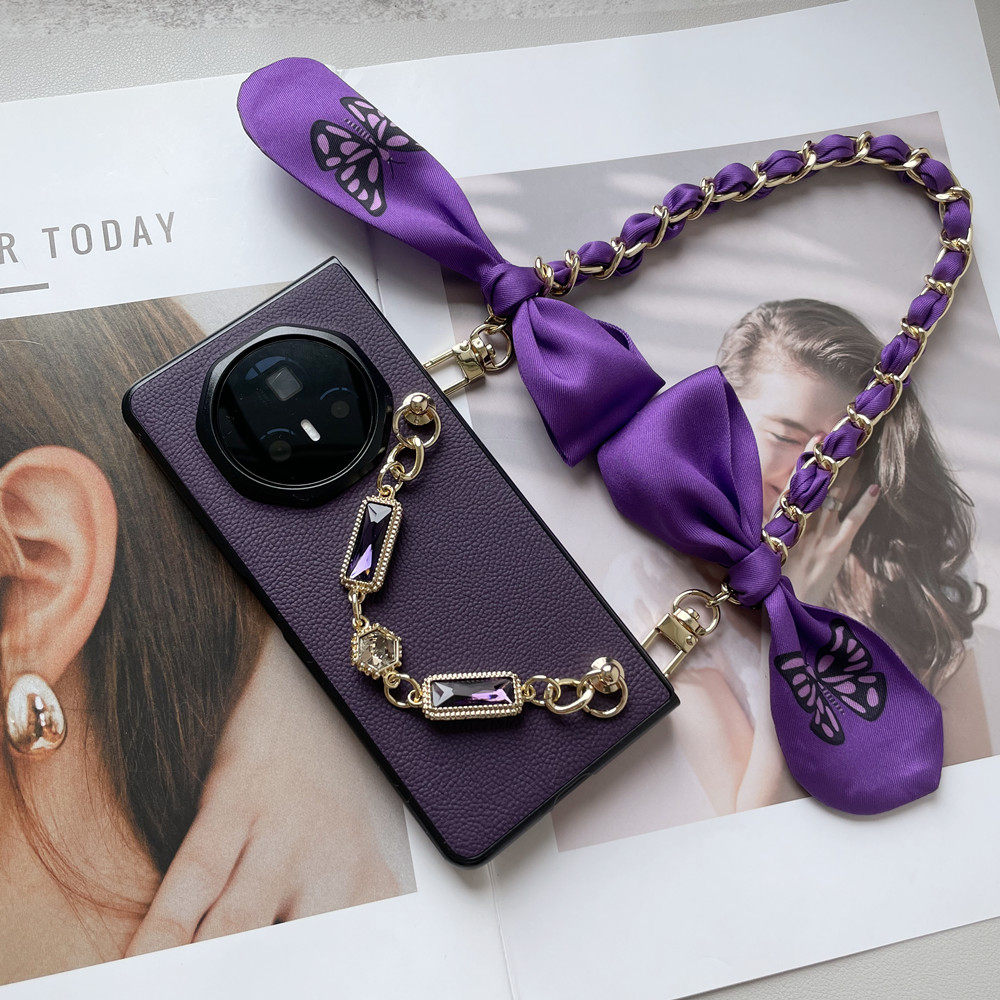 荣耀MagicV5手机壳斜挎可背带女