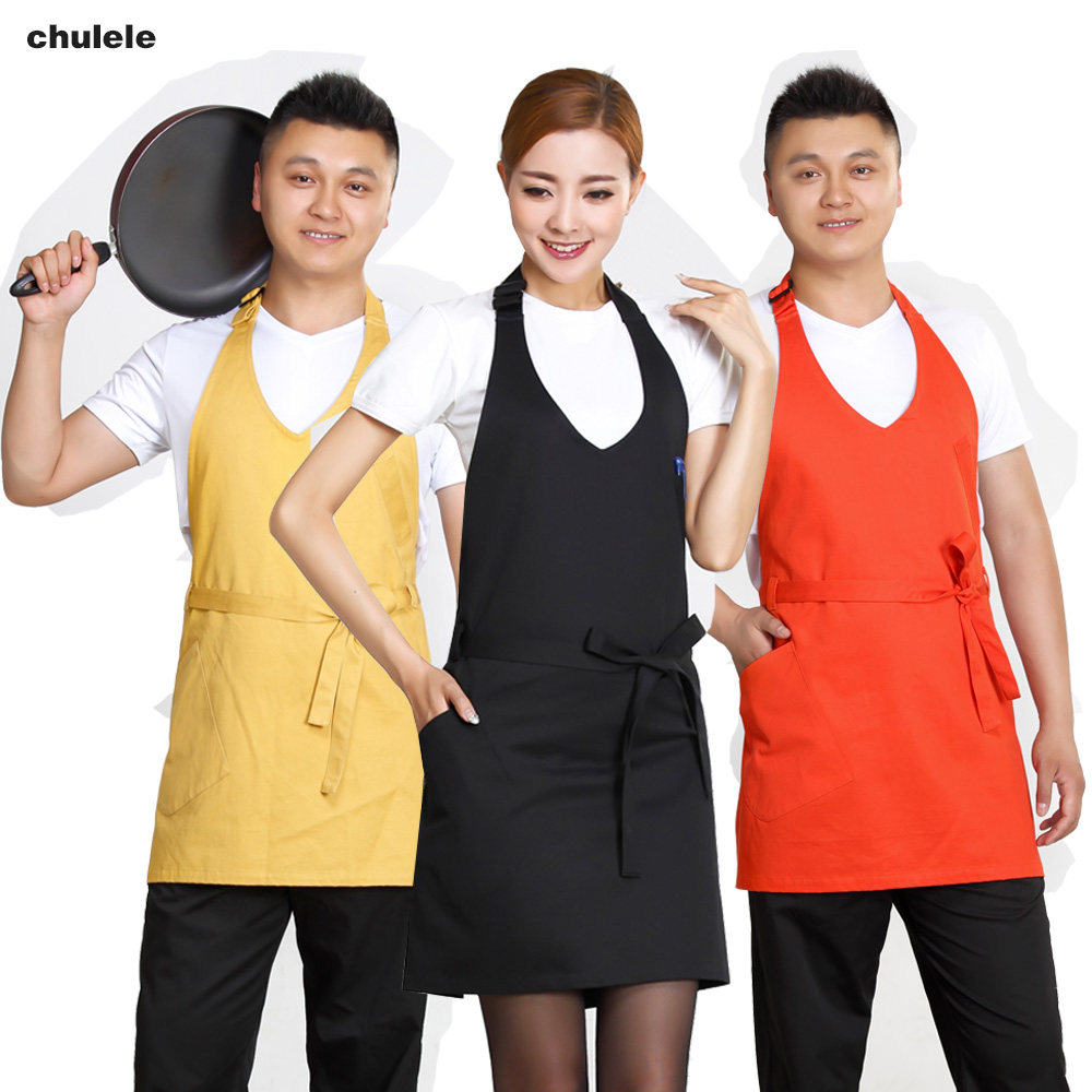 厨乐乐正品纯棉时尚可爱餐饮咖啡快餐店厨师服务员围裙无袖工作服