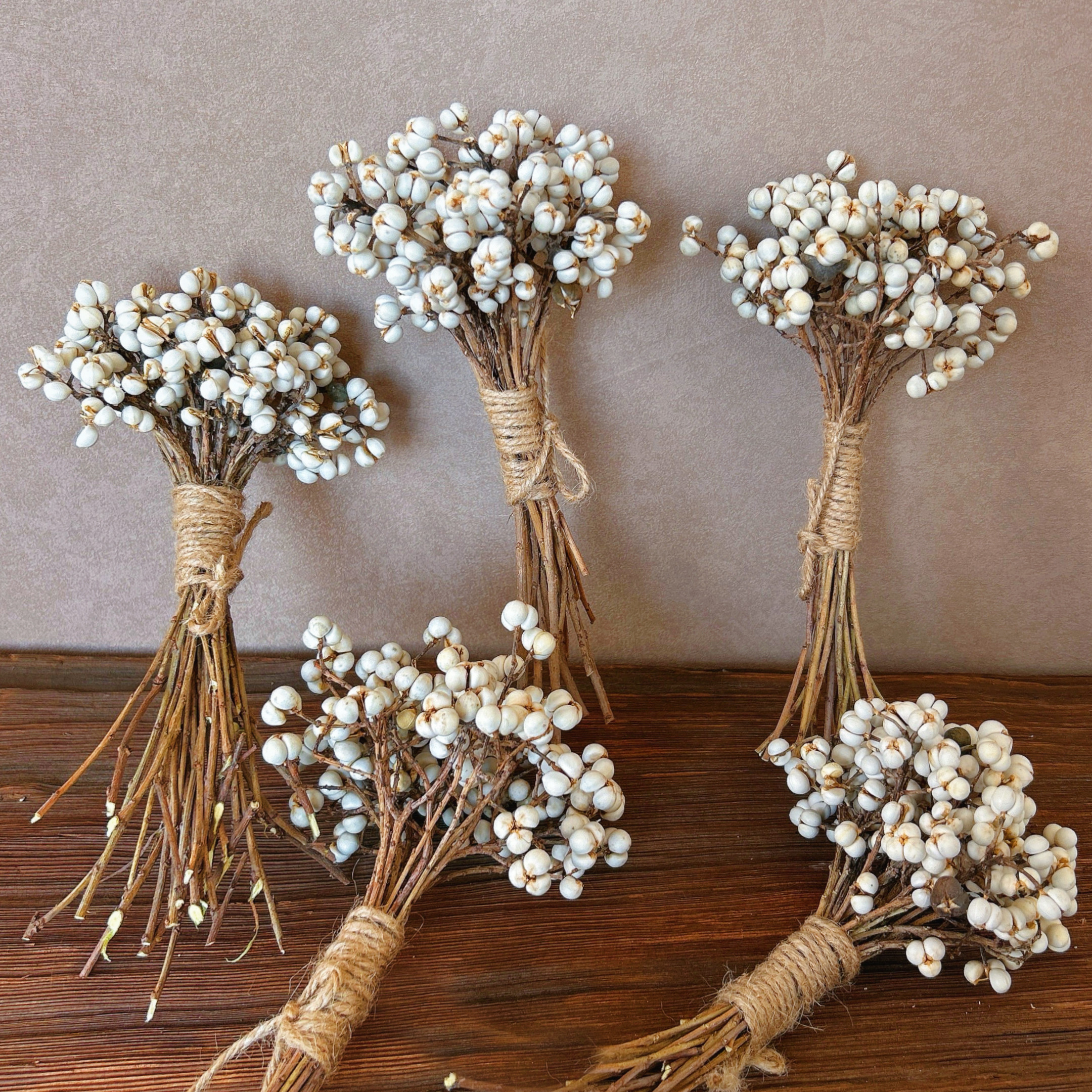 天然小白果乌桕果真花干花花束侘寂家居插花装饰手工diy干果材料