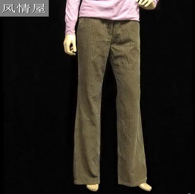 专柜正品精品女装品牌纯棉咖啡色灯芯绒长裤 超值特惠