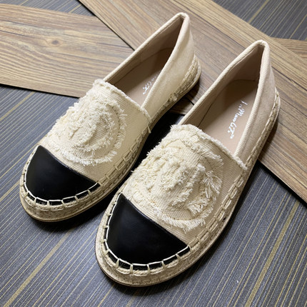 小香风拼色渔夫鞋2026年春夏新款百搭平底帆布鞋厚底一脚蹬单鞋女