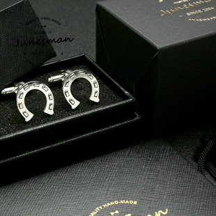 马蹄铁！六月男人 商务正装镀白金法式袖扣男士袖钉衬衫袖口扣