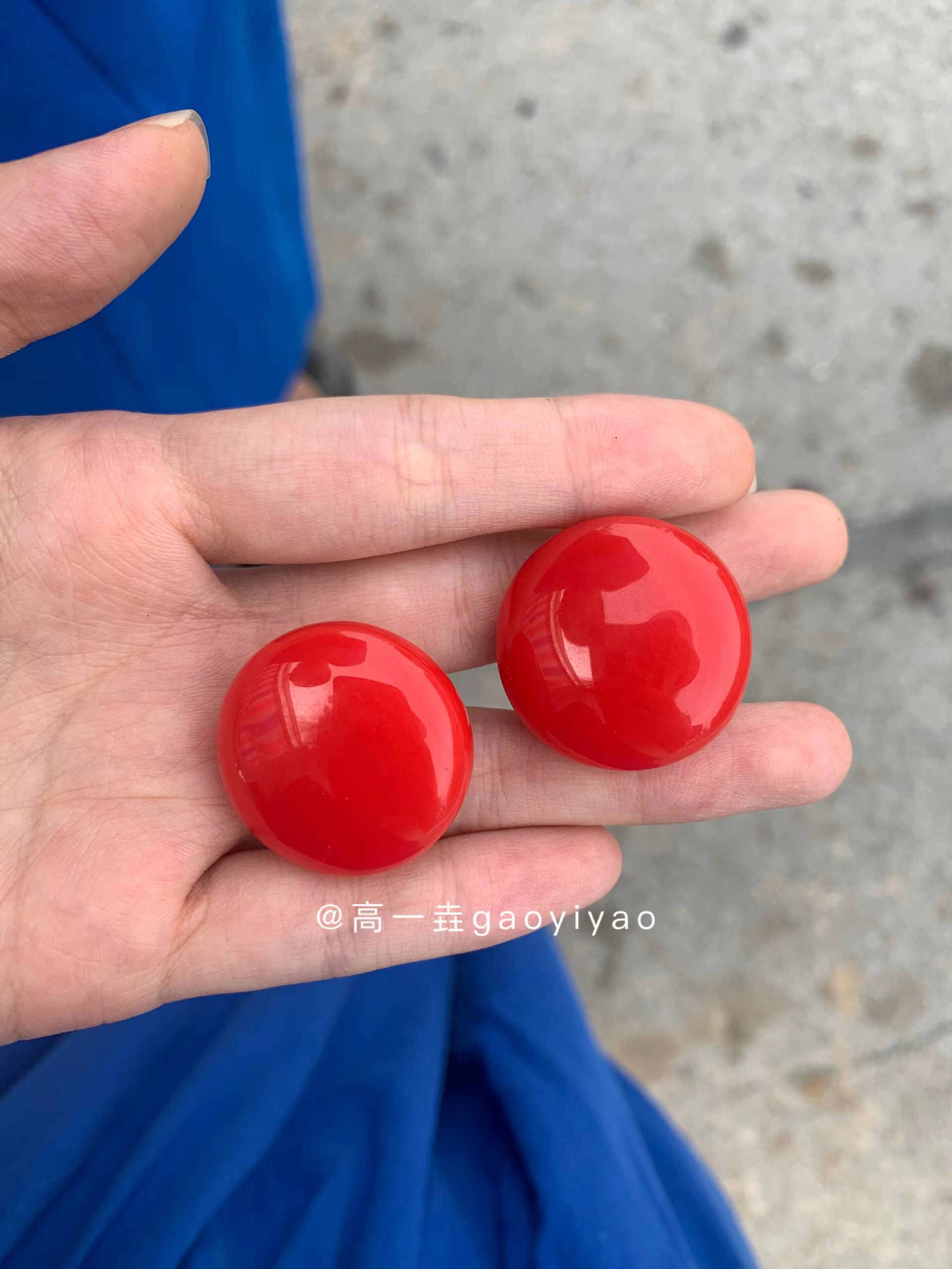 高一垚经典款扁圆形百搭复古彩色趣味可爱五子棋耳钉无耳洞耳夹女