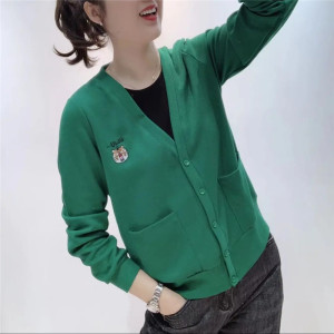 刺绣卡通拼接假两件开衫套头卫衣女2023春季新款时尚宽松减龄上衣