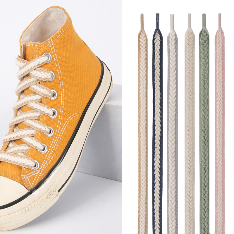 棉花糖麦穗鞋带男女款板鞋帆布鞋扁平宽彩色黑白色辫子麻绳棉鞋绳