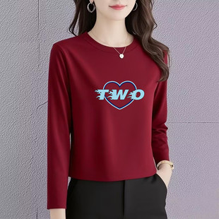 女士长袖 百搭休闲女T恤打底衫 新款 宽松大码 ins潮流春秋季 2025韩版