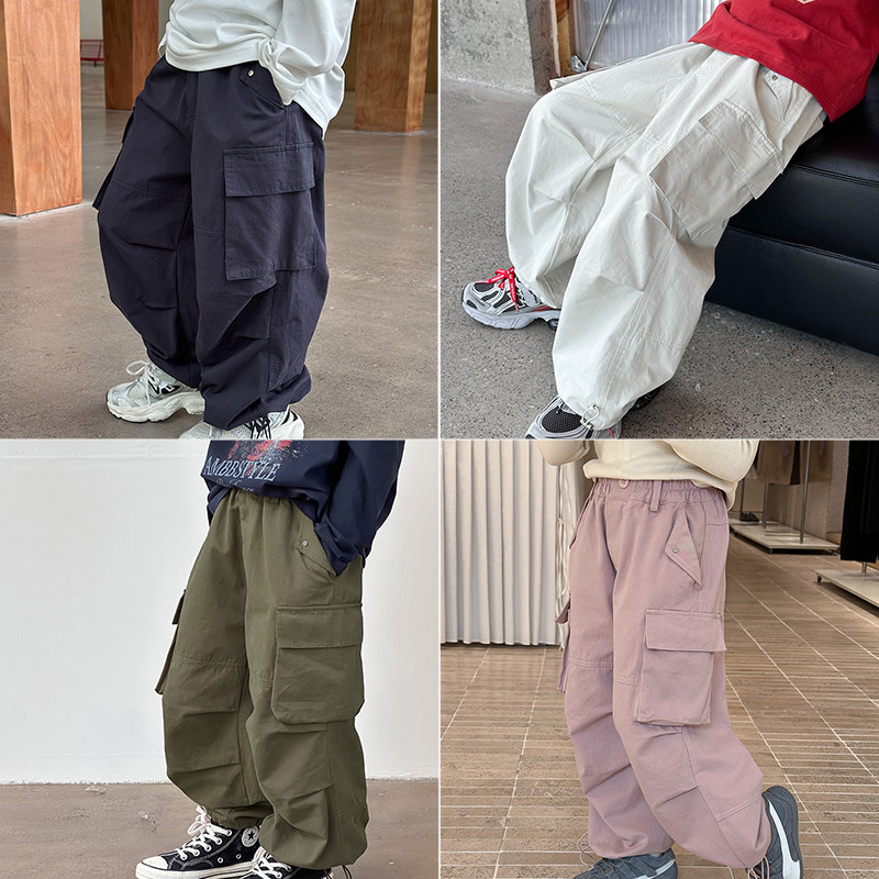 男童裤子2025秋季新款童装大口袋工装裤纯棉可束脚儿童春秋休闲裤