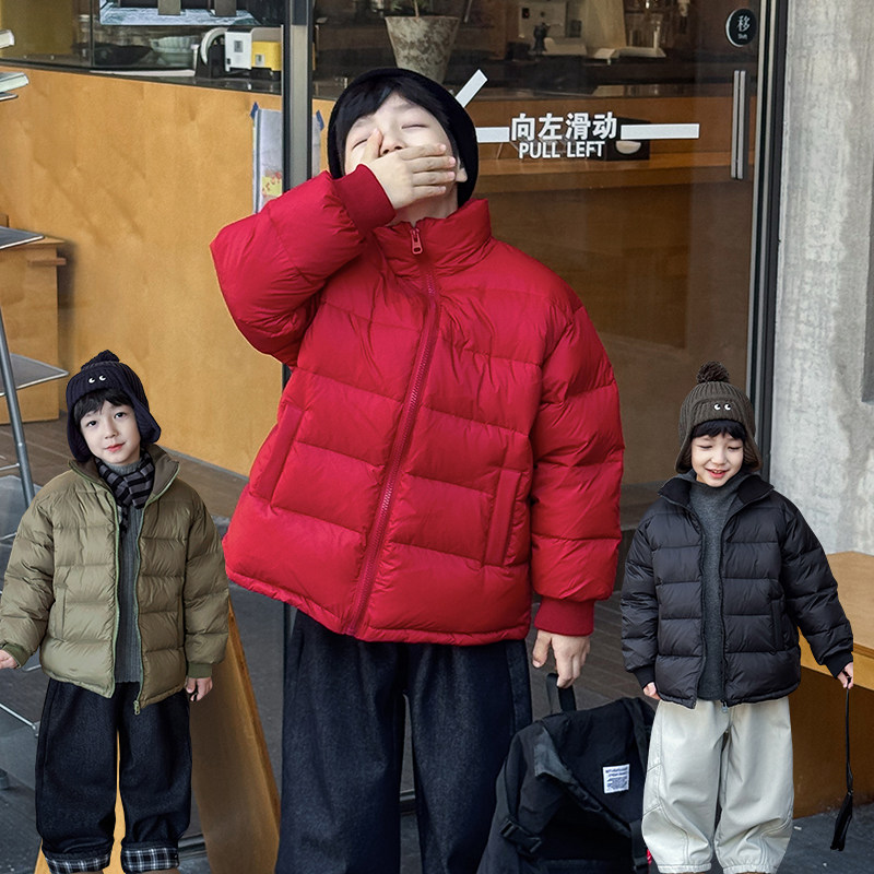 男童羽绒服红色2025冬季新款儿童加厚90白鸭绒新年服外套喜庆洋气