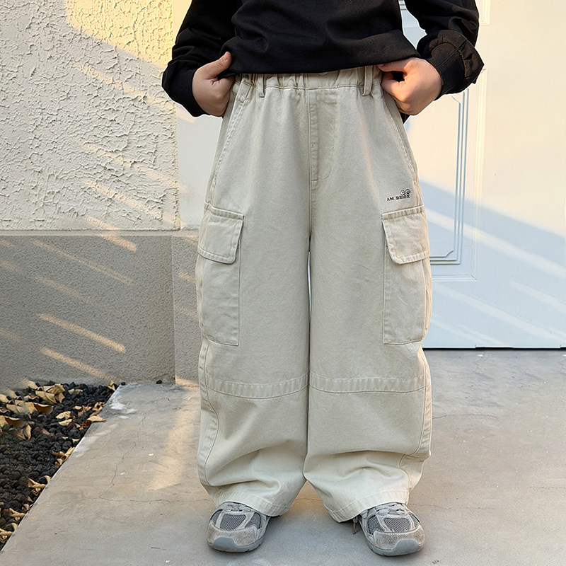 男童裤子2026春季新款儿童全棉弯刀工装裤百搭休闲裤男宝春装洋气