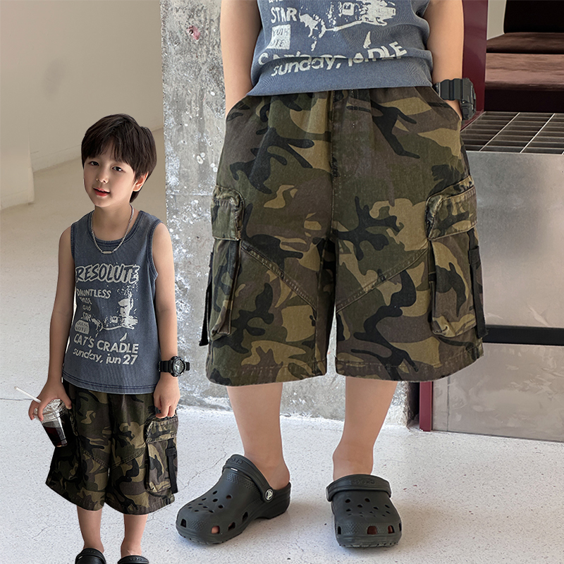 男童迷彩短裤2025夏季新款儿童工装裤五分裤潮酷纯棉薄款男宝裤子