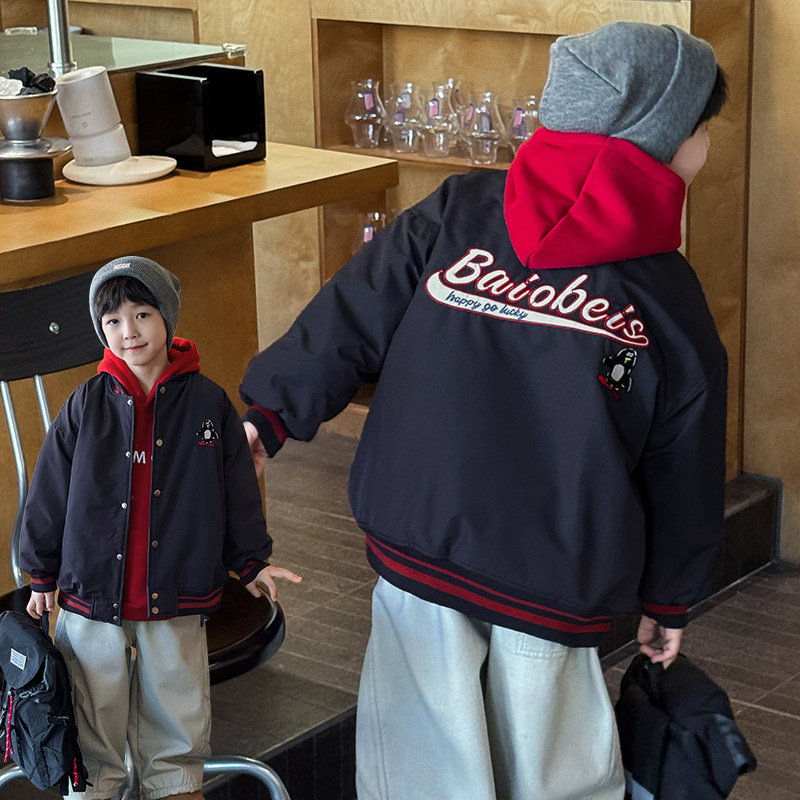 男童外套2025冬季新款儿童加厚夹棉可爱刺绣棒球服棉服男宝冬装潮