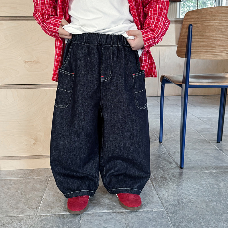 男童裤子2026春季新款儿童明线百搭宽松牛仔裤帅气休闲裤男宝春装